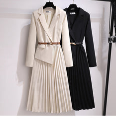 Temperament Dress 2023 Spring and Autumn New Suit Jacket Waist Stitching Pleated Skirt OL Commuter Skirt
