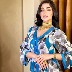 Abaya Dubai Turkey Muslim Long Sleeve Dress Loose Caftan Islamic Clothing For Women African Print Boho Dresses Vestidos Mujer