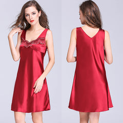 New temperament ice silk sleeveless nightdress