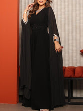 Black Elegant Chiffon Hot Diamond V-Neck Dress