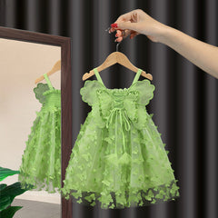 Baby Girl 2023 Summer Dress Mesh Sling Children's Skirt Super Butterfly Dress Children's Dress