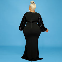 New sequin sleeve stitching fashion dress