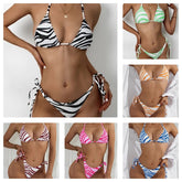 ملابس سباحة نسائية جديدة مخططة بأربطة