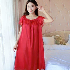 Plus Size 4XL New Sexy Silk Nightgowns Women Casual Chemise Nightie Nightwear Lingerie Nightdress Sleepwear Dress