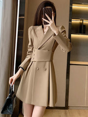 Office women's long-sleeved dress ladies young elegant fashion slit autumn new simple fashion high waist Korean version all collocations 4.21