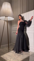 Elegant mesh stitching waist bag hip dress