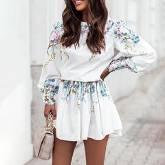 Bohemian Spring Floral Printed Mini Dress ZANZEA Women Elegant Long Sleeve Elastic Waist Beach Sundress Casual A-line Vestidos