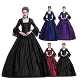 Lace stitching big flared sleeve medieval dress palace retro skirt