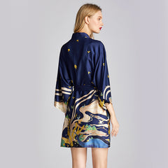 Pajamas women's summer ice silk nightgown dressing gown large print home clothes