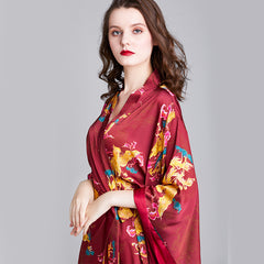 رداء كيمونو حريري رداء حمام نسائي ملابس نوم رداء مثير من الساتان رداء نسائي بأكمام واسعة ملابس نوم رداء منزلي