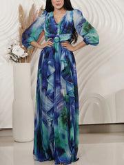 Elegant Printed Multicolor Chiffon Dress