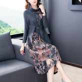 Suede looks young mother autumn women's long-sleeved dress bottoming plus size long skirt middle-aged and elderly women's clothing