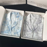 مجموعة بيجامات صيفية جديدة من الحرير المقلد مزدوجة قصيرة من الحرير الجليدي من الجاكار بسيطة وغير رسمية يمكن ارتداؤها