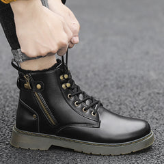 Plus velvet warm high-top shoes men's 2020 autumn new sneakers Korean version of all-match outdoor hiking shoes men's shoes plus cotton shoes