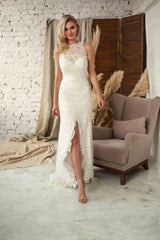 European and American new women's sleeveless halterneck lace dress dress