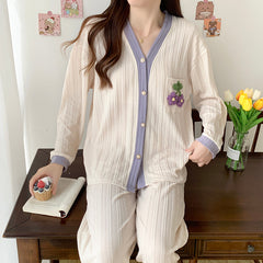 Women's comfortable and fashionable autumn new jacquard cardigan long-sleeved trousers suit