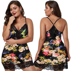 Plus Size Women's Nightdress Lace Suspender Lingerie Fat Woman Short Skirt