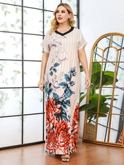 V-neck paneled -fit printed maxi dress