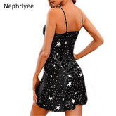 2021 Summer New Women's Sleepwear Female Sexy Spaghetti Strap Nightgown  Rayon Nightdress Short Robe Dress Gown SLP001368