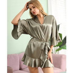 ثوب نوم حريري مثير للنساء، رداء صوفية، ملابس منزلية للسيدات الأوروبية والأمريكية