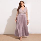 Elegant 4XL Extra Large Maxi Dress Long Skirt Plus Size Women's Muslim Arabic Clothing Party V Neck Belt Robe Longue Women Fashion