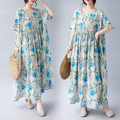 Small printed dress 150 pounds 180 pounds plus fat size dress fat mm large size women's temperament long dress