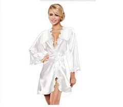 European and American sexy summer bathrobe, lace edge perspective sexy pajamas sexy underwear