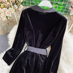 New autumn and winter Korean style trendy lace-up waist slimming mid-length windbreaker jacket for women