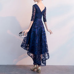 Ladies Front Short Back Long V-neck Sleeve Party Evening Dress