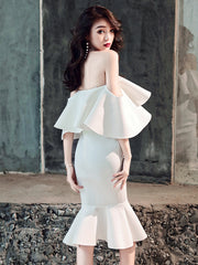 فستان سهرة نسائي 2022 مأدبة جديدة كريمة وأنيقة ذيل السمكة الأبيض صديرية دائرية التخسيس السيدات فستان الحفلات الصيف