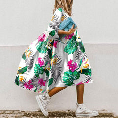 Summer Floral Print Dress Women Vintage O Neck Half Sleeve Loose A-Line Dress 2023 Elegant Boho Beach Party Long Dress Vestidos