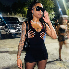 European and American style simulation hand small v-neck sexy hot girl short dress for women