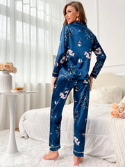 Women's fashion short-sleeved trousers loungewear can be worn outside silk pajamas set