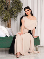 Elegant paneled fanny pack hip satin dress