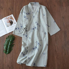Summer Thin 100% Cotton Gauze Nightgown Lovers Robes Men and Women's Kimono Bathrobe Long Sleeping Skirt Home Clothing Sleepwear
