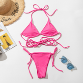 European and American fashion strap triangle bag split bikini swimsuit