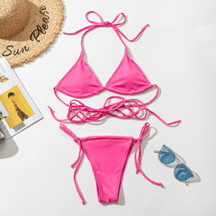 European and American fashion strap triangle bag split bikini swimsuit