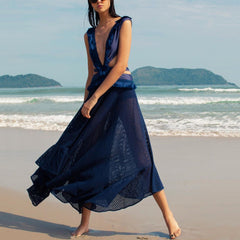 Europe and the United States new sexy slim beach skirt sleeveless dress swing skirt