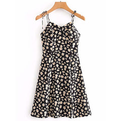 فستان قصير مثير بحمالات سباغيتي للشاطئ مطبوع عليه زهور بدون أكمام فساتين بدون ظهر للسيدات غير رسمية بوهو فيستدوس موهير