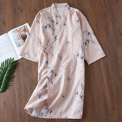 Summer Thin 100% Cotton Gauze Nightgown Lovers Robes Men and Women's Kimono Bathrobe Long Sleeping Skirt Home Clothing Sleepwear