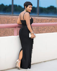 European and American Dresses Loose Package Hip Fringe Dress Commuting European and American Large Size Women's Dress