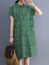 ZANZEA Women Elegant Shirt Dresses Floral Print Turn-Down-Collar Short Sleeve Vintage Knee Length Dress Fashion Casual Loose Ladies Vestido Plus Size