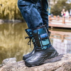 Men Snow Boots Camouflage Platform Rain Boots Men Shoes Super Warm Non-slip Waterproof Outdoor Hiking Winter Boots For Male
