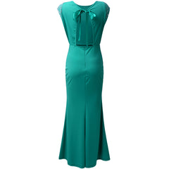 New Lace Sequin Ribbon Bow Fishtail Dinner Dress Slim Fit Hip Dress