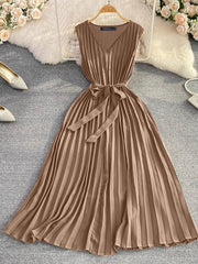 ZANZEA Women Elegant Dresses Solid V-Neck Sleeveless Mid-Calf Length Dress Fashion Holiday Casual Loose Ladies Vestido Plus Size