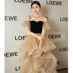 Champagne evening dress women's spring banquet temperament celebrity art examination annual meeting host coming-of-age ceremony Korean fashion dress
