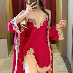 بيجامة معلقة 2021 للسيدات Xia Bingsi طقم فستان نوم وثوب نوم مع صدر مبطن