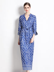 6009 real shot spot European and American fashion loose positioning printed dress