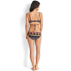 European and American Chest Cross Strap Split Swimsuit Female Ethnic Style Print Bikini Bikini Swimsuit