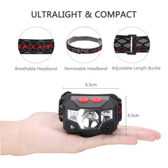 Outdoor LED mini sensor headlights illuminators USB rechargeable strong headlights waved sensor lights night fishing lights